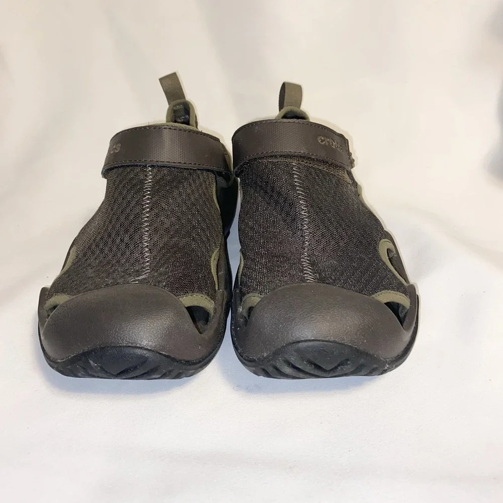 Crocs Swiftwater Brown (Sz 8) Fit Mesh Deck Water Fishing Sandals Mens